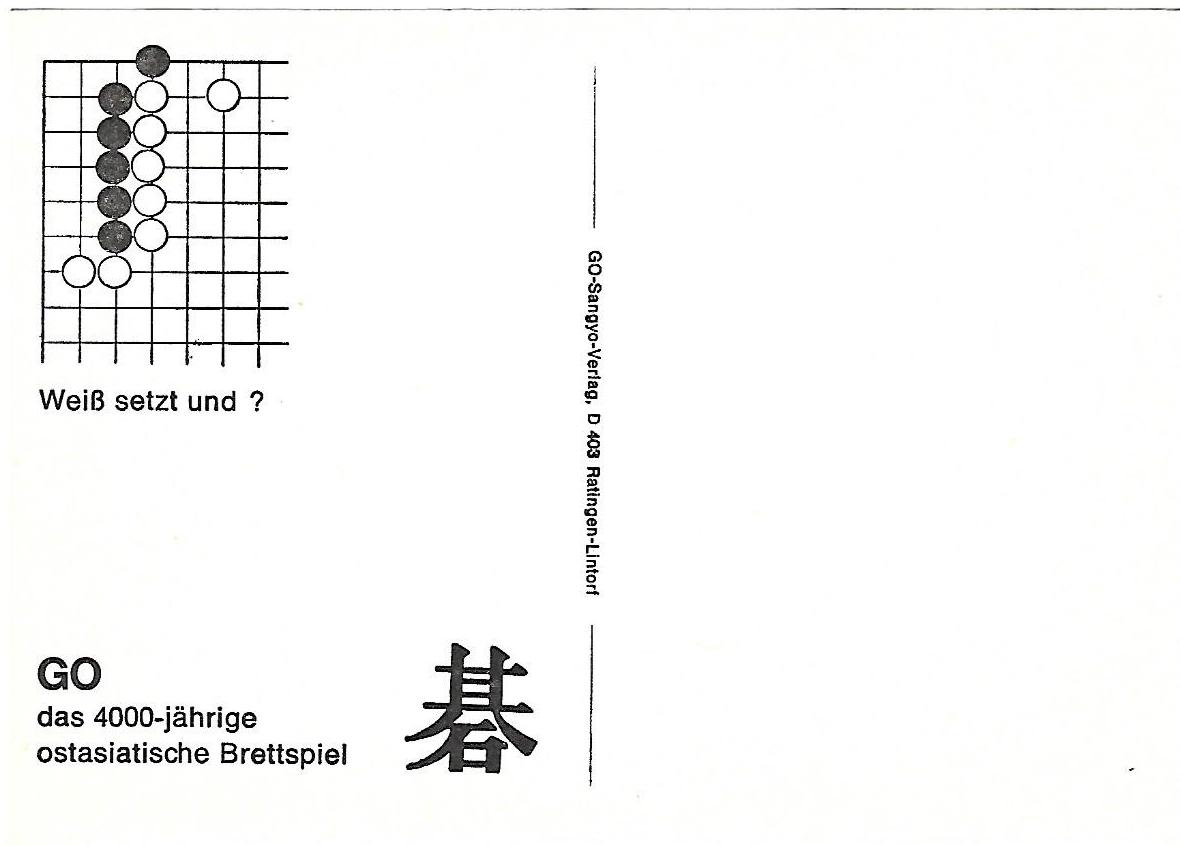 8 weiss setzt und, go problems sangyo verlag postcards tsumego